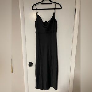 Taylor black satin dress cowl neck size 8